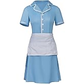 Musical Waitress Cosplay Costume Women Blue Maid Dress Uniform with Apron Outfit