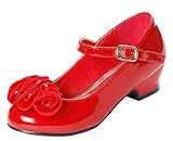 Mary Jane Shoes with Pretty Satin Rolled Rosettes Patent Leather