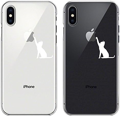 iPhoneX Transparent hard Shell Case Anti-Scratch Clear Cute A cat is playing with an apple