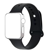 Hailan Band for Apple Watch Series 1 / 2 / 3,New Design (Metal Tuck Clasp Outside) Soft Durable Sport Silicone Replacement Wrist Strap for iWatch,38mm,Black (Note the Wearing Way in 4th Image)