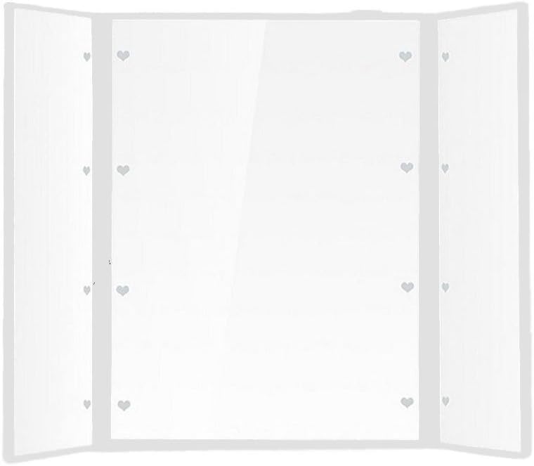 RightOn Tri-Fold Lighted Heart-Shape Led Mirror Compact Pocket Makeup Mirror with 8 LED Lights (White)