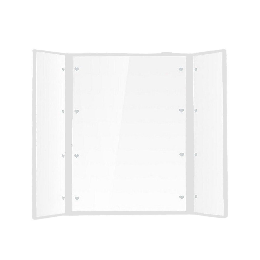 RightOn Tri-Fold Lighted Heart-Shape Led Mirror Compact Pocket Makeup Mirror with 8 LED Lights (White)