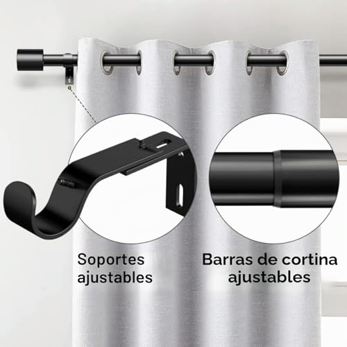 Curtain Rods Pole Extendable Curtain Rods Curtains for Living Room Bedroom Kitchen 84-220cm (Silver Φ25mm)