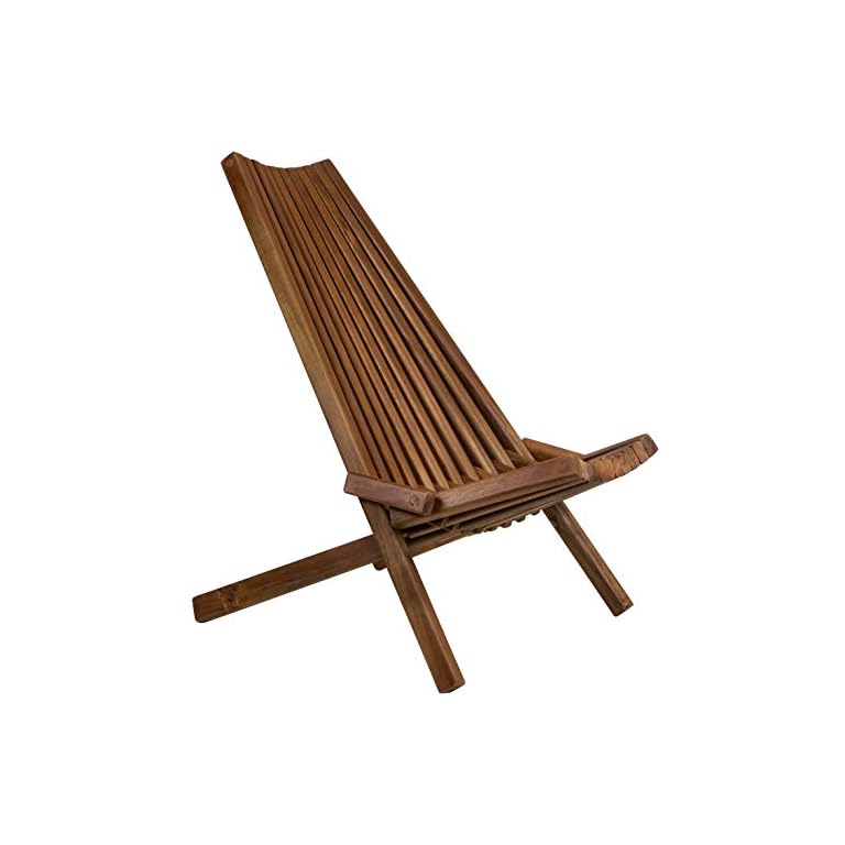CleverMade Tamarack Folding Wooden Outdoor Chair Foldable Low Profile