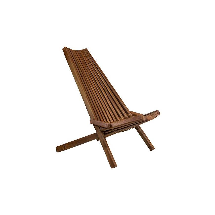 CleverMade Tamarack Folding Wooden Outdoor Chair Foldable Low Profile