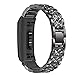 Mtozon Metal Bands Compatible Fitbit Charge 3, Replacement Metal Rhinestone Bling Bracelet Wristband for Women, Black
