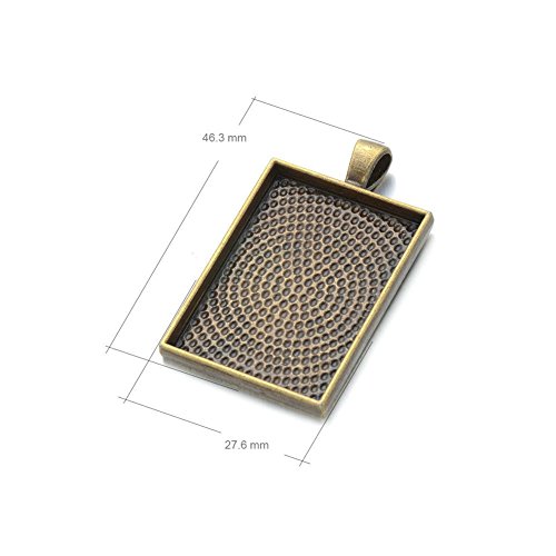 AKOAK 12 Pieces 25mm X 35mm Antique Bronze Rectangle Pendant Trays Pendant Blanks Cameo Bezel Settings for Photo Charm,Cabochon and Jewelry Making