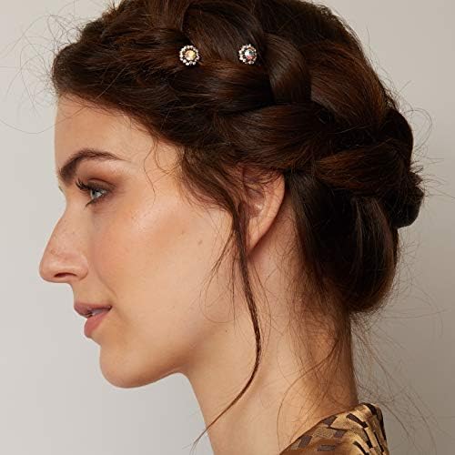 Gold Bobby Pins Set of 2 Gold Hair Clips Crystal Hair Grips Rhinestone Hair Slides Wedding Hair Grips with Diamante by QueenMee (Gold)