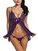 Sherosa Women Lace Babydoll Lingerie Set Mesh Chemises Sexy Nightwear and G-string