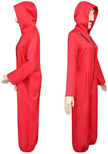 Unisex Dali Mask Red Costume for La Casa Papel Coverall Jumpsuits Dali Costume Hoodie Jumpsuit with Mask