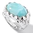 Sterling Silver Oval Larimar East / West Ring