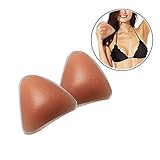 TopBine Women Fashion Triangle Bikini Top Silicone Bra Removable Smart Cups Pad Inserts (A/B CUP, Beige)