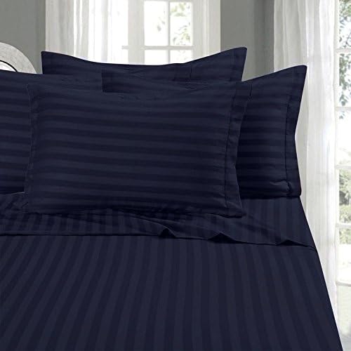 Angel Bedding - HIGHEST QUALITY 1800 Series Brushed Bedding Sheet Set - Wrinkle, Fade, - Hypoallergenic - Stripe Navy Blue Queen Sleeper Sofa Size