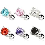 316L Surgical Steel Prong Set Round 3,4, 5mm CZ Cartilage Earring;Clear;Sold individually