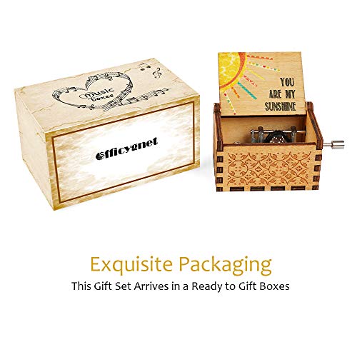 Officygnet You are My Sunshine Wood Music Box for Wife/Daughter/Son - Laser Engraved Vintage Wooden Hand Crank Gifts for Birthday/Christmas/Anniversary/Wedding/Valentine/Mother's Day - Thumbnail 6