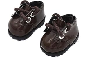 QIXINGWISE 1 Pair Doll Shoes for 17cm Dolls, Mini PU Leather Lace Up Oxford Shoes, Adorable Doll Clothes & Dress Up Accessories for 6.7-inch 1st/2nd/3rd Gen Figures (Brown)