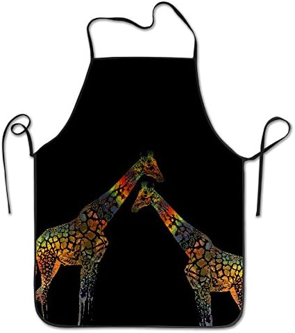 Colorful Giraffe Couple Chef Kitchen Cooking And Baking Aprons Bib Aprons