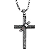 Pliwcas Cross Bible Necklace for Bible Lovers Silver Scripture Religious Necklace for Husband Boyfriend Birthday Christmas Gift