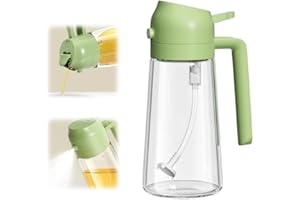 Kruggo 2 in 1 Glass Oil Sprayer & Dispenser, 2024 New Food-grade Olive Oil Dispenser Bottle for Kitchen, Oil Sprayer for Cooking, Oil Mister Spray Bottle for Air Fryer, Salad, Frying, BBQ
