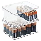 mDesign Plastic Small Stackable Divided Battery