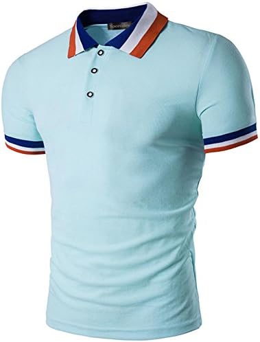 Mens Polo Shirts Contrast Collar Golf Tennis Sports Short Sleeve Shirt Tops JZA032
