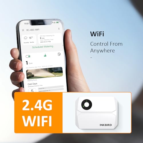 Inkbird IIC-400 4-Zone WiFi Irrigation Control Unit, Automatic WiFi Irrigation Programmer for Garden, APP Control, Integrated Non-Volatile Memory, Seasonal Adjustment, Manual Mode Support