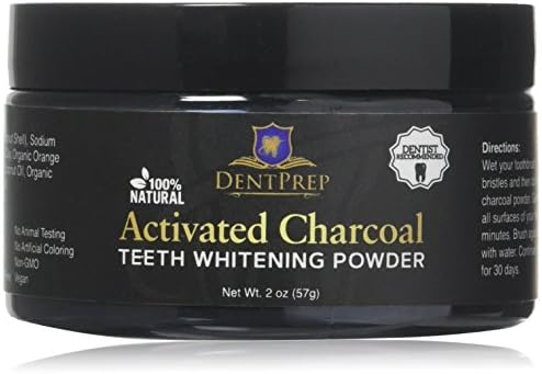 DentPrep Teeth Whitening Activated Charcoal Powder 100% Natural All Organic Coconut Charcoal Made by Dentists USA highest Premium Quality.