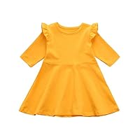 Amanod Toddler Infant Kids Baby Girls Dress Solid Ruffle Sun Dresses Clothes Outfits