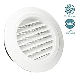 HG POWER 6 Inch Round Air Vent ABS Louver Grille Cover White Soffit Vent with Built-in Fly Screen Mesh for Bathroom Office Kitchen Ventilation