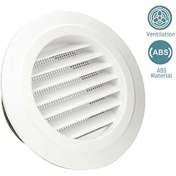HG POWER 6 Inch Round Air Vent ABS Louver Grille Cover White Soffit Vent with Built-in Fly Screen Mesh for Bathroom Office Kitchen Ventilation