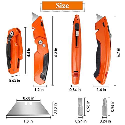 DIYSELF Knife 2 Pack Box Cutters, Folding Utility Knife, Zinc Alloy