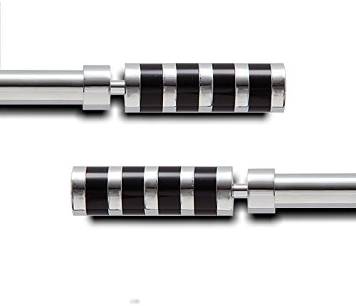 GCurtain Cylinder Standard 3/4 inch Adjustable Easy Install Heavy Duty Stainless steel Rust resistance Decorative Window Curtain Rod Set, 44 - 82 inch, Mirror Finish with Black Acrylic (MAC8014-B)