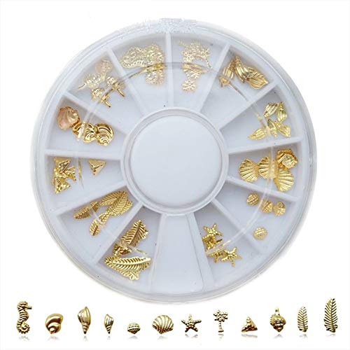 Gold Plated Metal Nail Sticker Ocean Style Mixed Design Nail Art