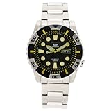 Seiko Men’s SNZJ15 Yellow Bezel Black Dial Watch, Watch Central