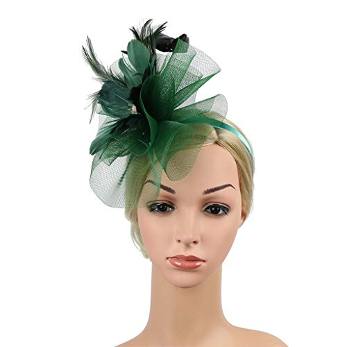 NEARTIME Womens Flower Hairband, Fascinator Women's Organza Church Caps British Bridal Tea Party Stretch Headwear - Thumbnail 3
