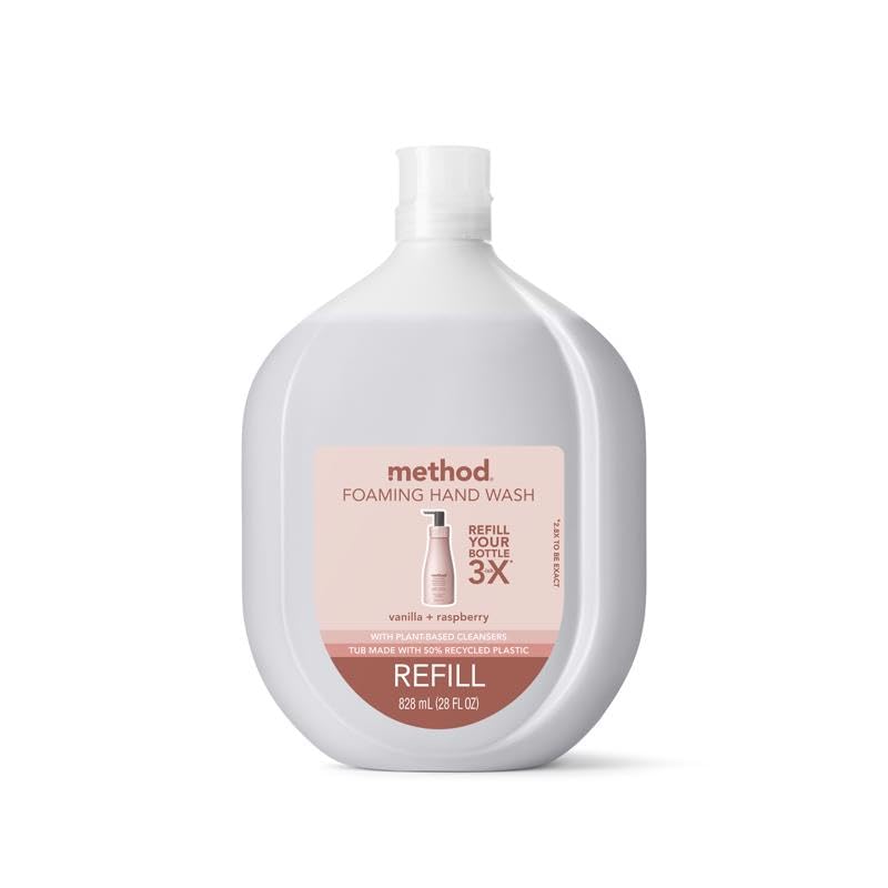 Method Foaming Hand Soap Refill, Vanilla + Raspberry, Biodegradable Formula, 28 Fl Oz (Pack of 1) (Packaging May Vary)