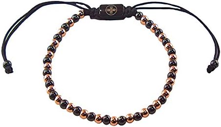 FORZIANI Amsterdam Rose Gold and Black Rhodium Beaded Bracelet, Adjustable, Luxury Gift Box and Leather Pouch - Gift