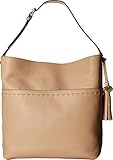 Cole Haan Womens Ivy Pic Stitch Square Bucket Hobo Nude One Size