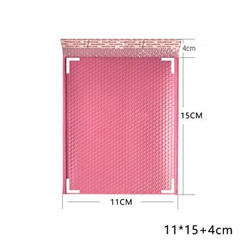 NOMENI 50pcs Poly Bubble Mailers 13x18cm Padded Shipping Envelopes Waterproof Tear Resistance Bubble Lined Poly Mailer Self Seal (Pink - 50Pcs, 11x15cm)