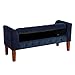 HomePop Velvet Tufted Storage Bench Settee with Hinged Lid, Deep Navy