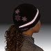 TrailHeads Women's Ponytail Hat - Reflective Cold Weather Running Beanie - Black/Pink Snowflake