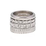 D EXCEED Jewelry Womens Stacking All-Round Polished Bands Rings Set 4 Pieces Silver