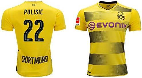 Christian Pulisic #22 Men's BORUSSIA DORTMUND 2017/2018 HOME YELLOW JERSEY (Small)