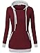 Messic Vintage Hoodie for Women, Women's Slim Fit Active 1/4 Oblique Zipper Hoodie Pullover Sweatshirt,Wine,XX-Large
