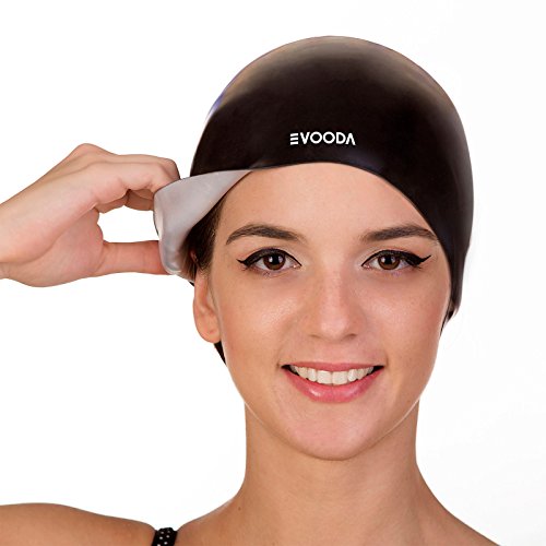 2-in-1 Premium Silicone Swim Cap - Reversible for Men and Women (Grey)