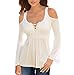 Mooncolour Womens 3/4 Sleeve Hollow Out Casual Loose Solid Blouse Tops 0705 White US Medium
