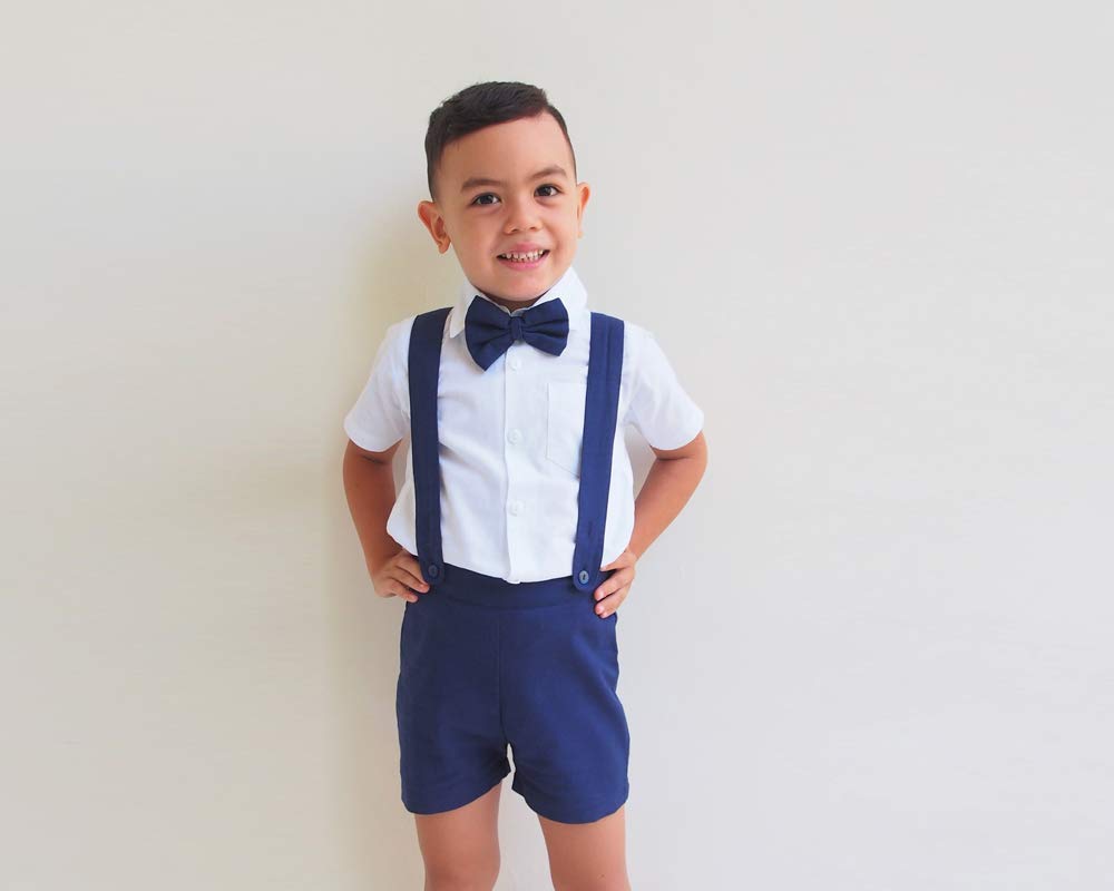 linen suspender shorts boy