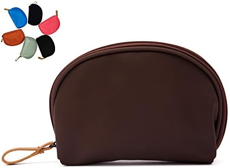 Lalemo Pencil Case Coin Purse Half Moon Cosmetic Case Makeup Bag Portable Travel Handy Organizer Zipper Pouch (Coffee)