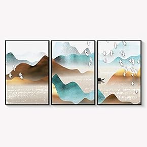 Framed Canvas Wall Art for Living Room, Bedroom Abstract Landscape Dream Place Canvas Prints for Home Decoration Ready to Hanging - 16"x24"x3 Panels