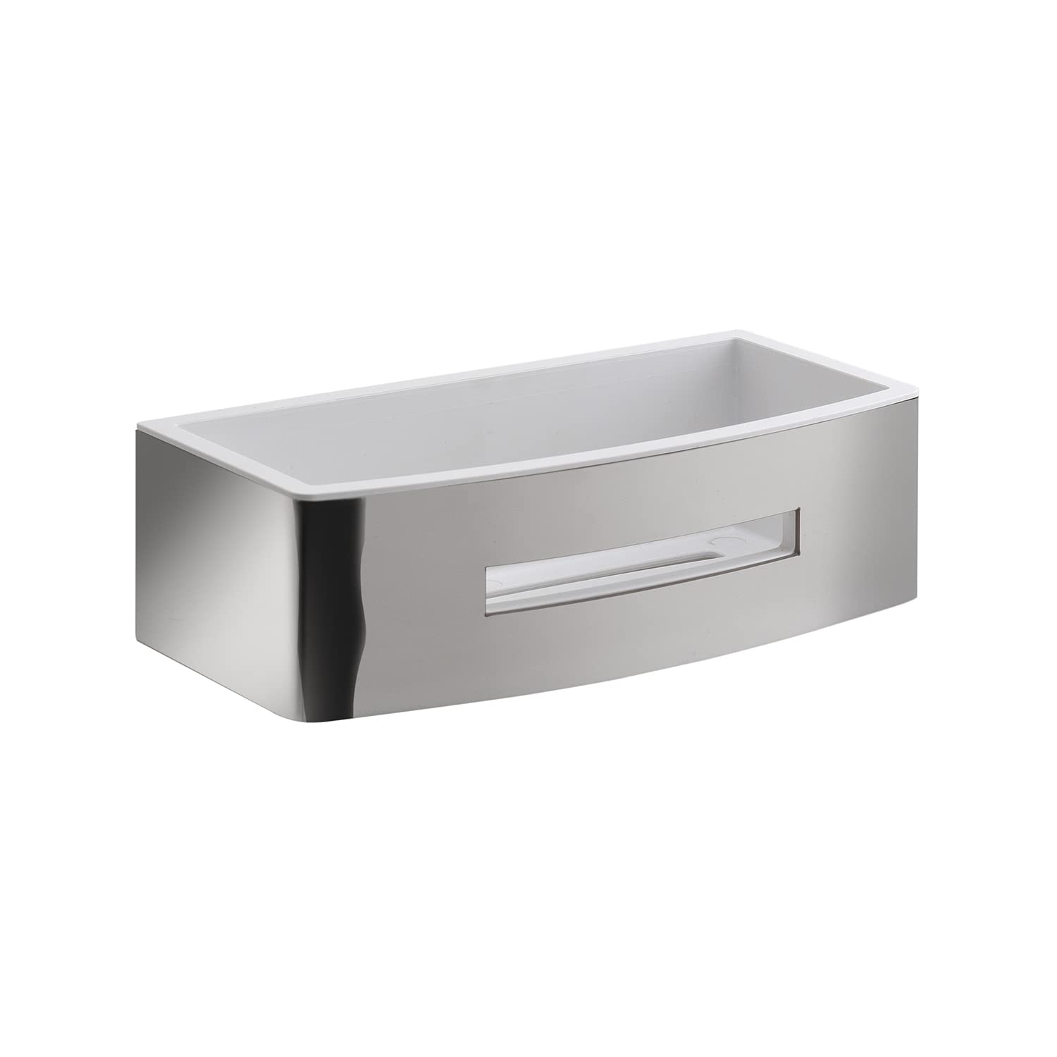 Gedy | Poseidon Rectangular Shower Caddy in Steel, Chrome and White Finish, Dimensions 7 x 24 x 12.2 cm and Weight 0.8 kg